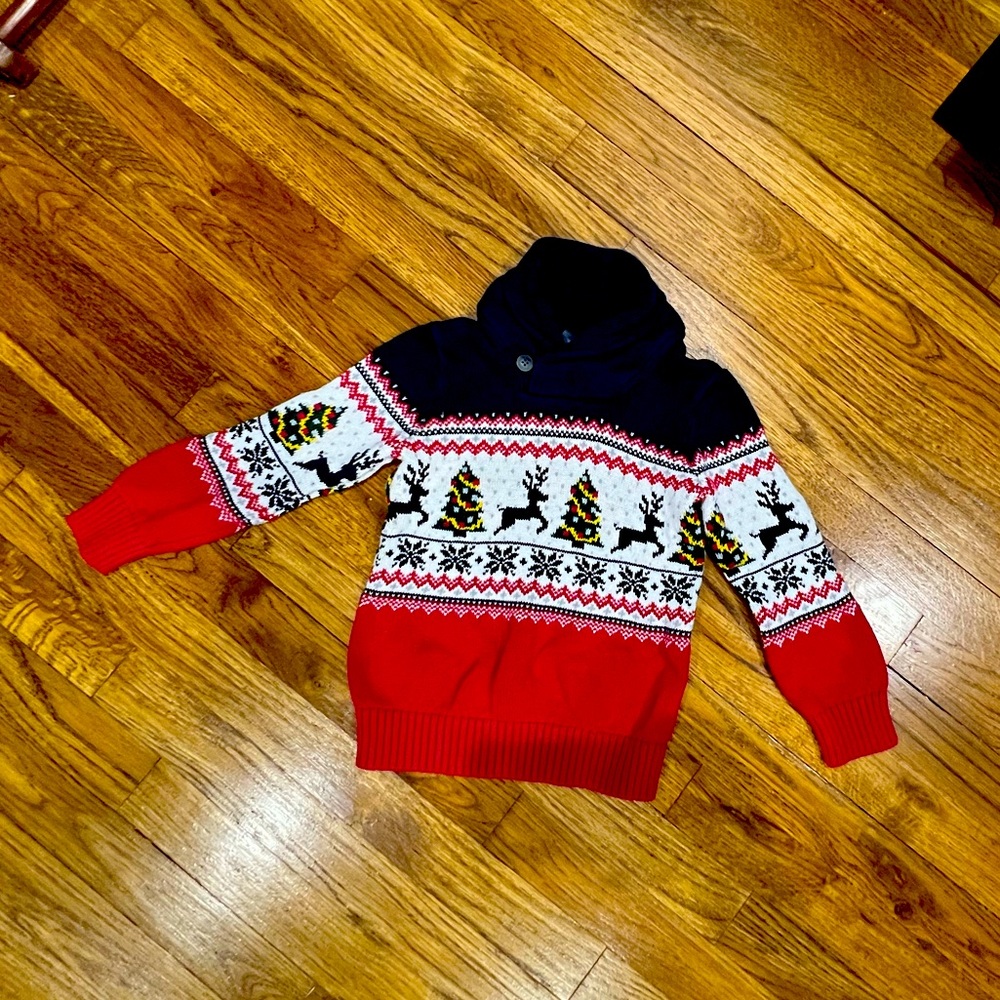 The Children’s Place Christmas Fairisle Shawl Neck Sweater 4T